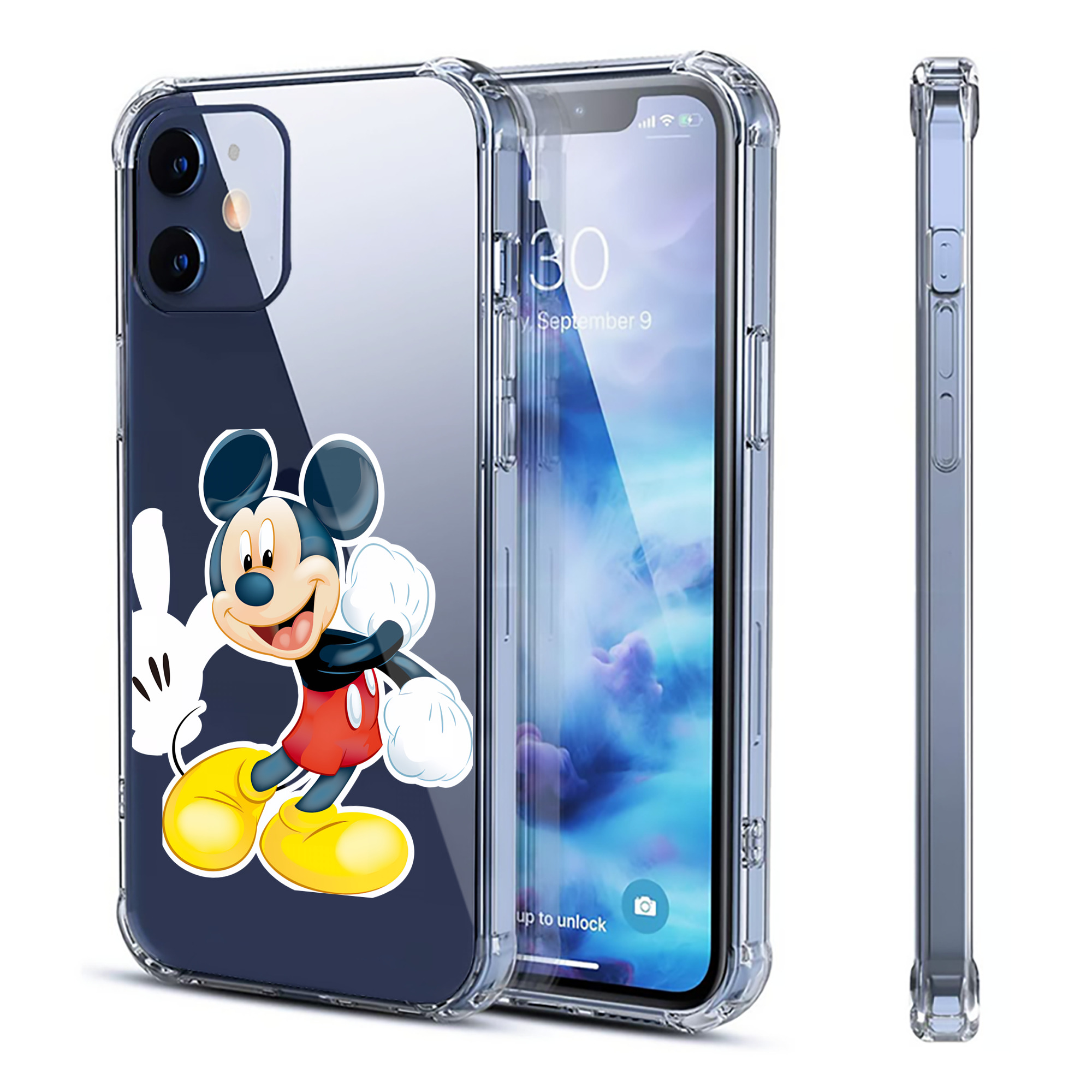 （画像用） ミッキーマウス Mickey Mouse 【iPhone 12シリーズ対応】透明スマホケース（クリアソフトケース）